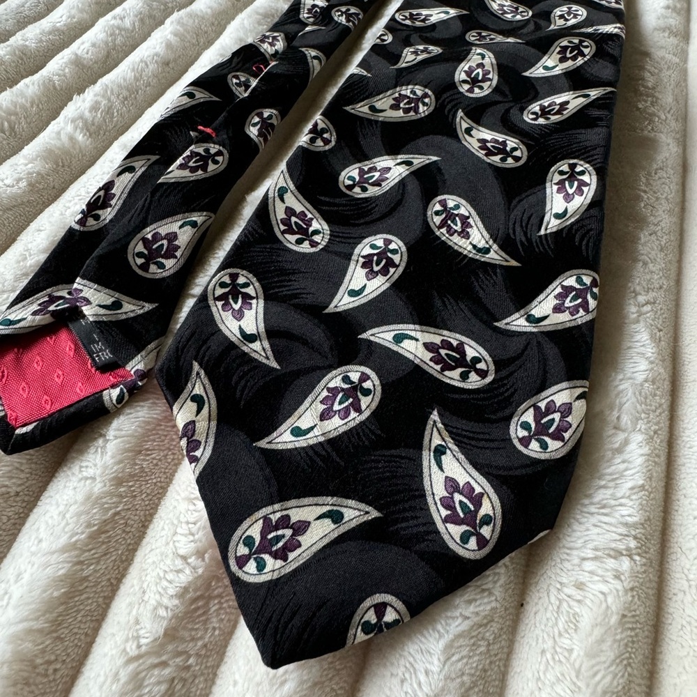 Vintage Men's Necktie Italian Silk Tie Zianetti Black White Made in USA